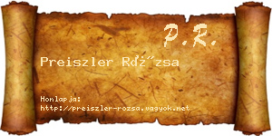 Preiszler Rózsa névjegykártya